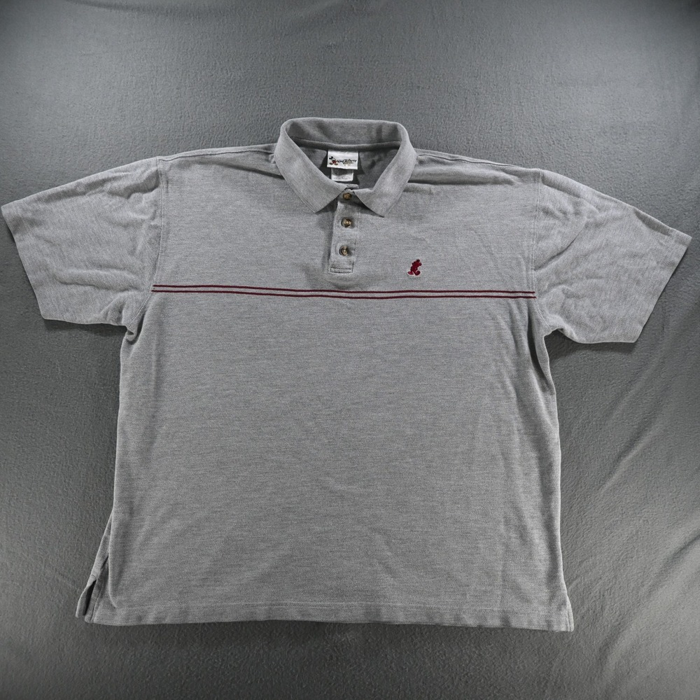 Walt Disney World Mens Mickey Mouse Embroidered Polo Shirt XL Gray Y2K Vintage